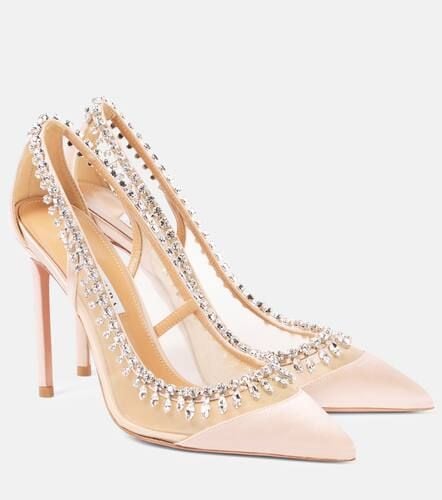 Crystal Crush 105 satin and mesh pumps - Aquazzura - Modalova