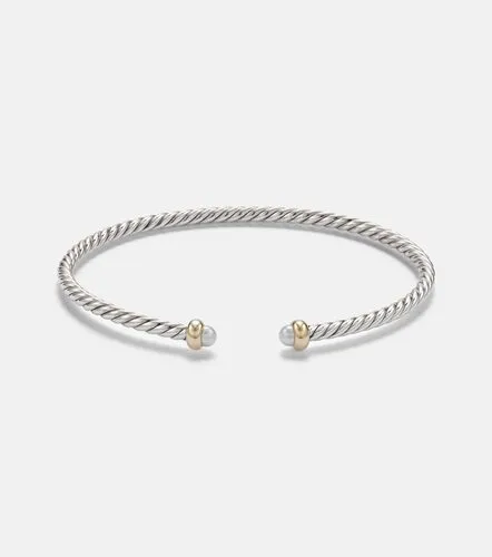 Micro Cable FlexÂ® sterling and 14kt gold cuff bracelet with pearls - David Yurman - Modalova