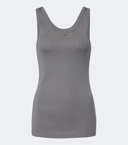 Top acanalado de algodón con logo - Prada - Modalova