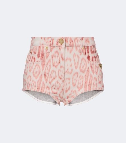 Leopard-print denim shorts - Roberto Cavalli - Modalova