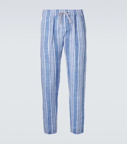Pantalones rectos de lino a rayas - Fedeli - Modalova