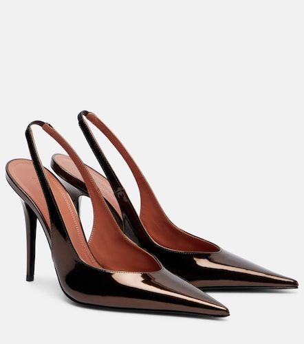 Anok 105 mirrored leather slingback pumps - Amina Muaddi - Modalova