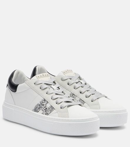 H705 Allacciato H glitter leather platform sneakers - Hogan - Modalova