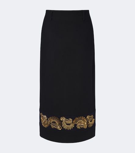 Embellished wool-blend twill midi skirt - Dries Van Noten - Modalova