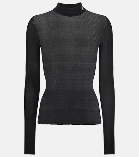 Monogram silk mockneck top - Saint Laurent - Modalova