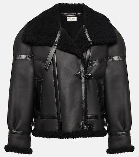 Leather and shearling jacket - Saint Laurent - Modalova