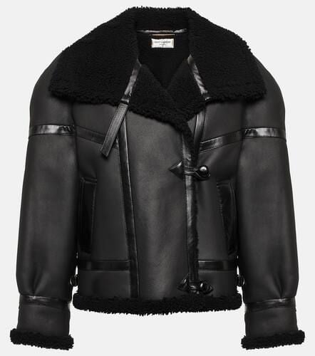 Leather and shearling jacket - Saint Laurent - Modalova