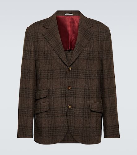 Blazer de lana, seda y cachemir a cuadros - Brunello Cucinelli - Modalova