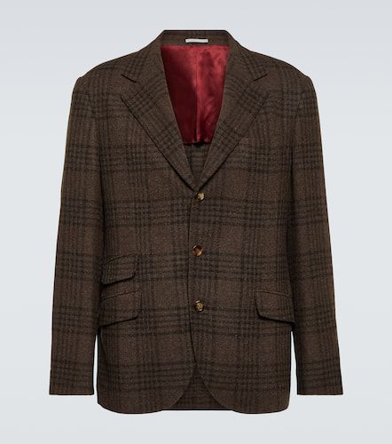 Tartan wool, silk, and cashmere blazer - Brunello Cucinelli - Modalova