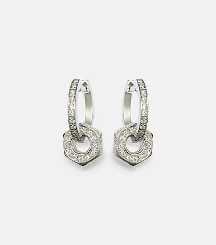 Nut 18kt white gold hoop earrings with diamonds - Ileana Makri - Modalova