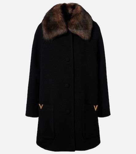 Shearling-trimmed virgin wool coat - Valentino - Modalova