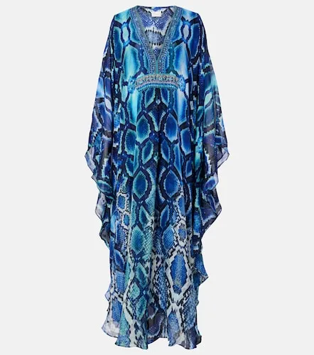 Embellished printed silk kaftan - Camilla - Modalova