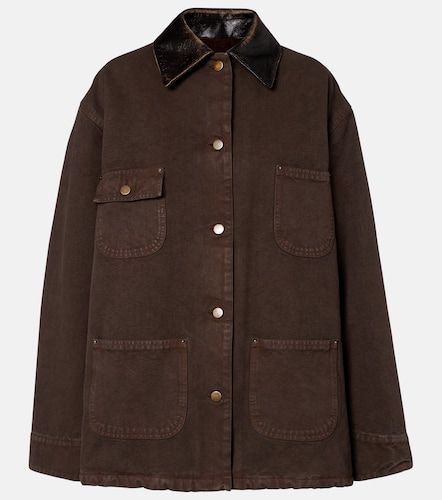 Feldjacke aus Baumwoll-Canvas mit Leder - Prada - Modalova