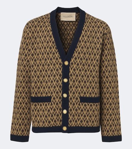 Cárdigan de jacquard Toute La V de lana virgen - Valentino Garavani - Modalova