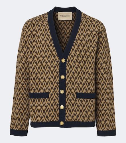 Cárdigan de jacquard Toute La V de lana virgen - Valentino Garavani - Modalova