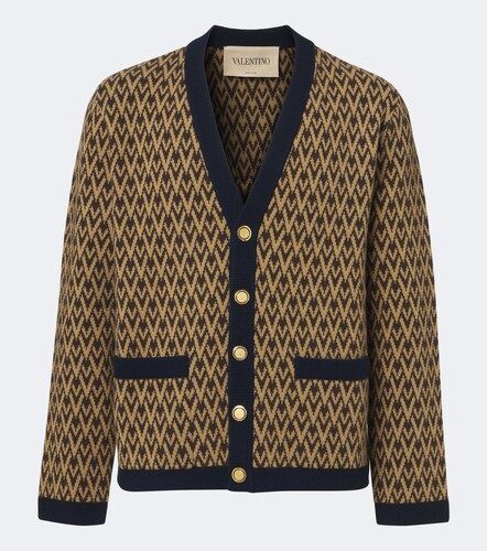 Toute La V jacquard virgin wool cardigan - Valentino Garavani - Modalova