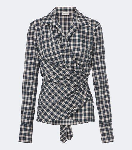 Draped plaid cotton flannel shirt - Dries Van Noten - Modalova