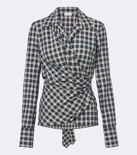Draped plaid cotton flannel shirt - Dries Van Noten - Modalova