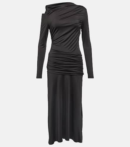 Asymmetric ruched jersey midi dress - Victoria Beckham - Modalova