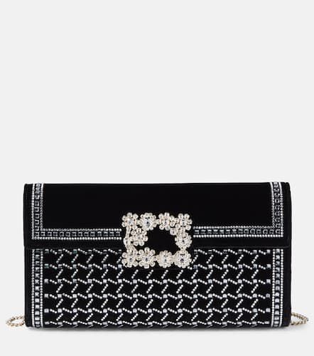 Flower Strass embellished velvet clutch - Roger Vivier - Modalova