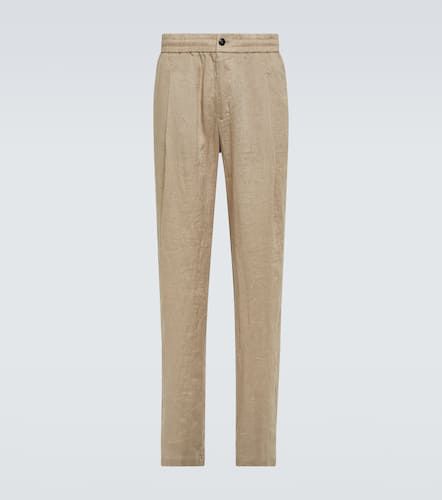 Linen canvas straight pants - Giorgio Armani - Modalova