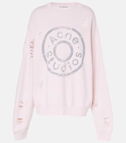 Logo distressed cotton-blend sweatshirt - Acne Studios - Modalova