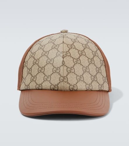 Gucci Gorra de lona GG con piel - Gucci - Modalova