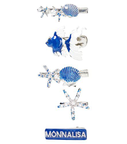 Set di 5 fermacapelli con cristalli e perle bijoux - Monnalisa - Modalova
