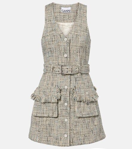 Ganni Belted tweed minidress - Ganni - Modalova