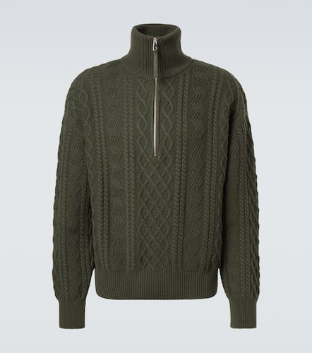 Aran-knit wool half-zip turtleneck sweater - Loewe - Modalova