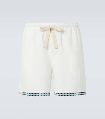 Frequency embroidered linen shorts - Commas - Modalova