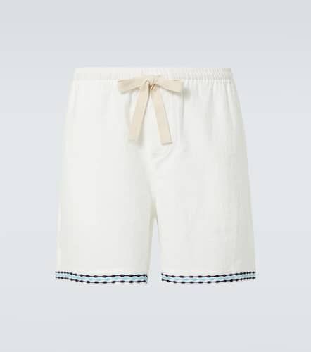 Frequency embroidered linen shorts - Commas - Modalova
