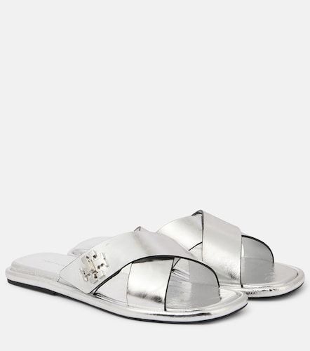 T Lock metallic leather slides - Tory Burch - Modalova