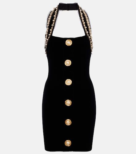 Abito corto in velluto con perle bijoux - Balmain - Modalova