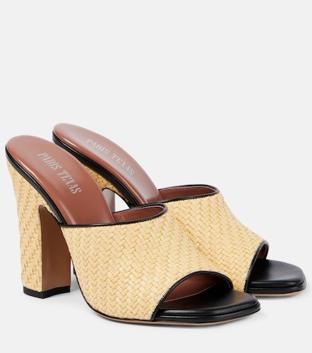 Ava 100 raffia and leather mules - Paris Texas - Modalova
