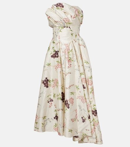 Vestido de cóctel de satén floral drapeado - Erdem - Modalova