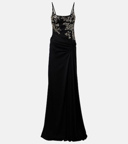 Draped embellished crepe back satin gown - McQueen - Modalova