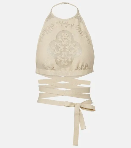 Open-back cotton-blend crop top - Valentino Garavani - Modalova
