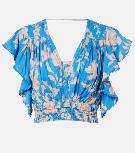 Top cropped con stampa floreale e perle - Poupette St Barth - Modalova