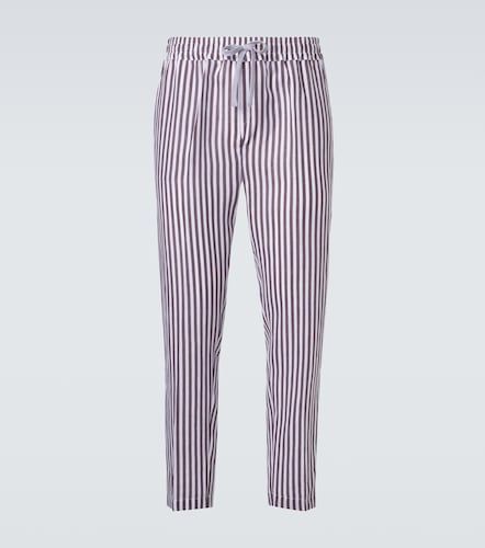 Pantalones rectos de lino a rayas - Fedeli - Modalova