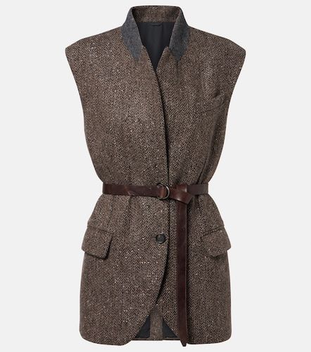 Monili herringbone sequined wool-blend vest - Brunello Cucinelli - Modalova