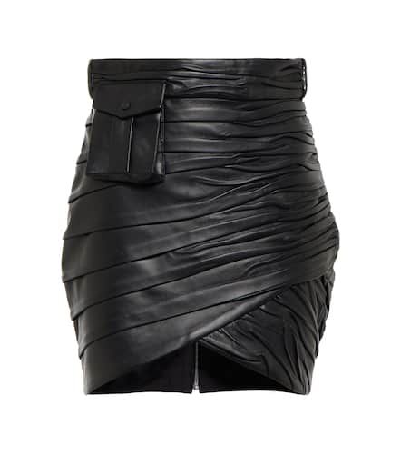 Bordeaux pleated leather miniskirt - The Mannei - Modalova