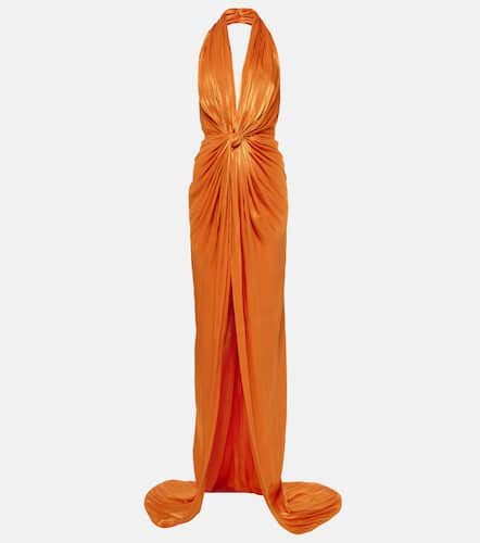 Colette gathered halterneck silk gown - Costarellos - Modalova