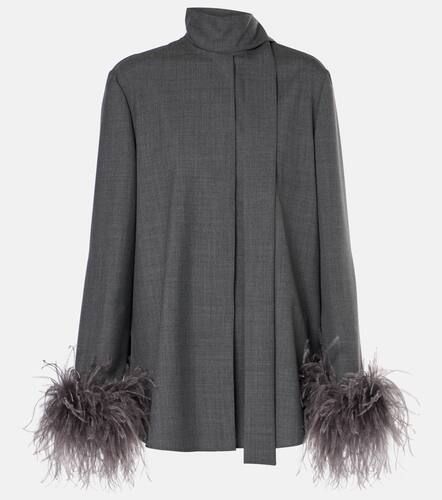 Camisa de lana con ribete de plumas - Valentino - Modalova