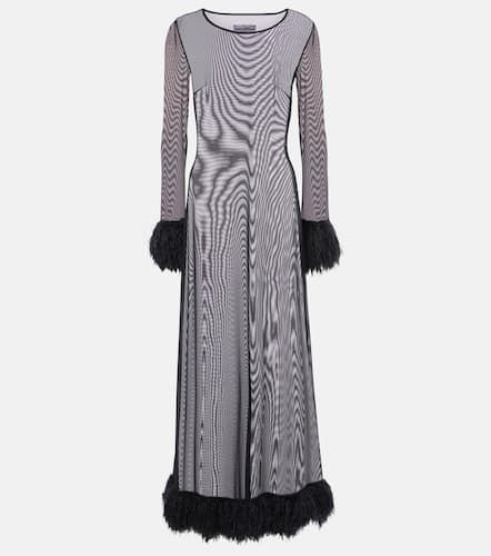 Faux feather-trimmed mesh maxi dress - Marine Serre - Modalova