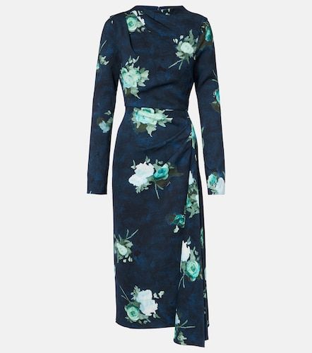 Vestido midi de cady floral drapeado - Erdem - Modalova