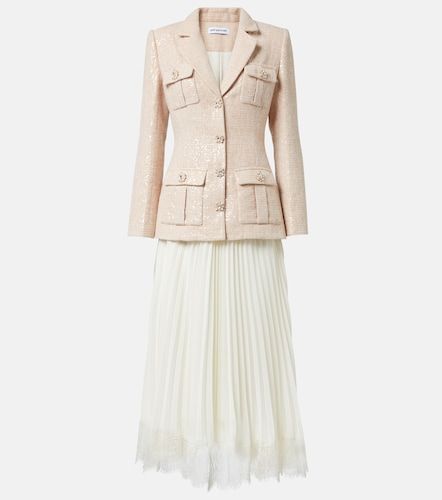 Sequined boucle and chiffon midi dress - Self-Portrait - Modalova
