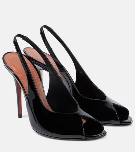 Kristina 105 patent leather peep-toe pumps - Amina Muaddi - Modalova