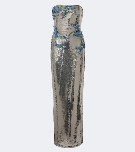 Floral-applique sequined bustier gown - Monique Lhuillier - Modalova