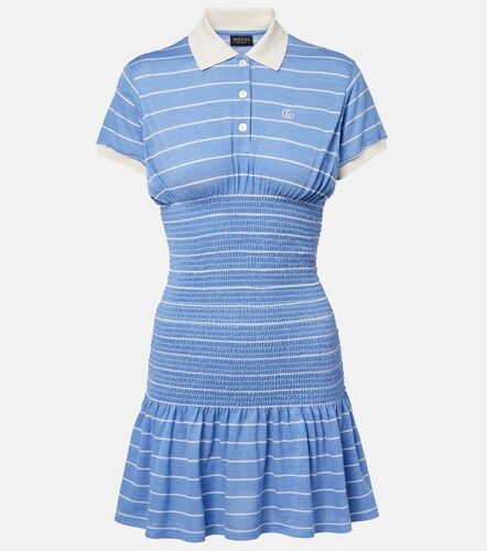 Vestido de piqué de seda a rayas fruncido - Gucci - Modalova